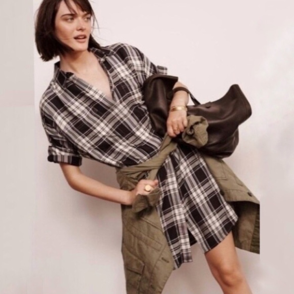 MADEWELL courier shirt dress in gordon plaid